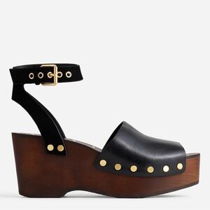 NWOT The Madewell Anouk Platform Clog Sandal Black Leather Platform Sandal 10